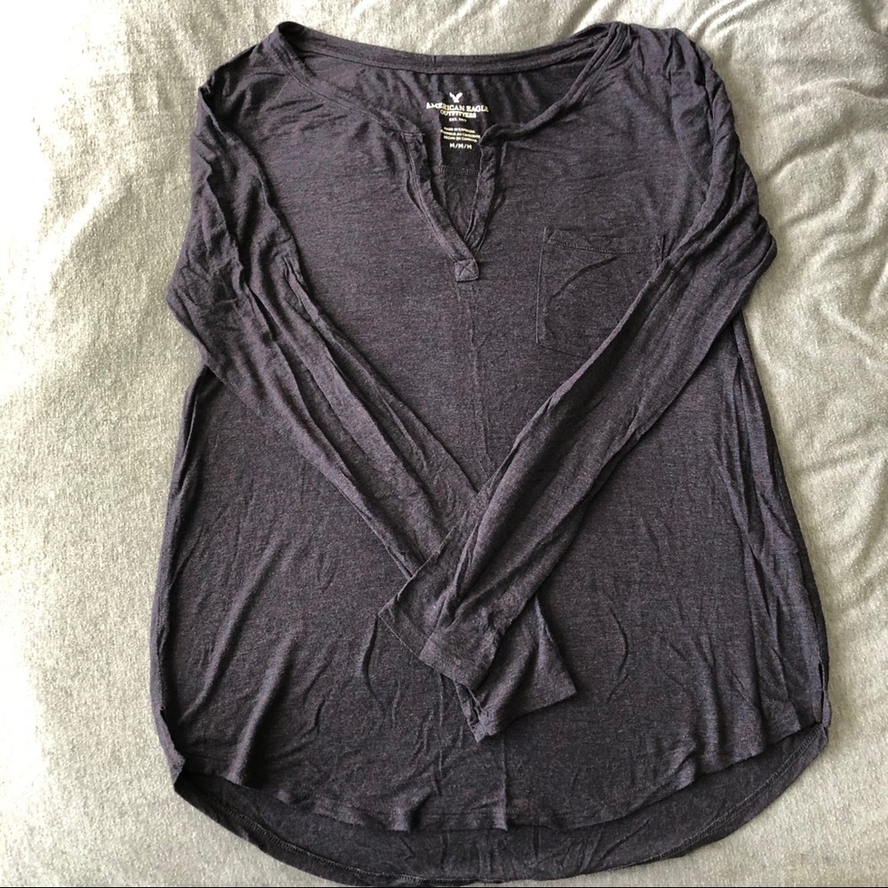 American Eagle Popover Long Sleeve Tee